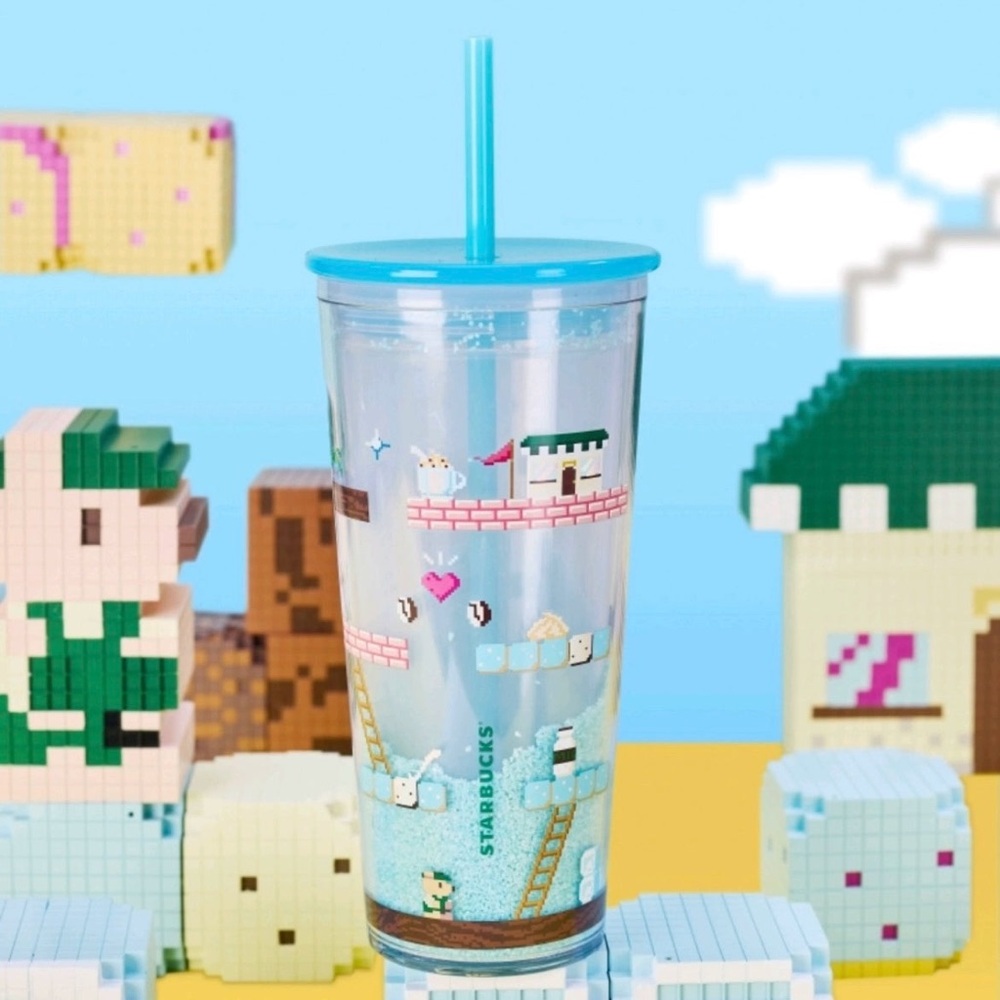🆕 Starbucks Bearista Game Cold Cup Blue Tumbler w/Straw - China Exclusive